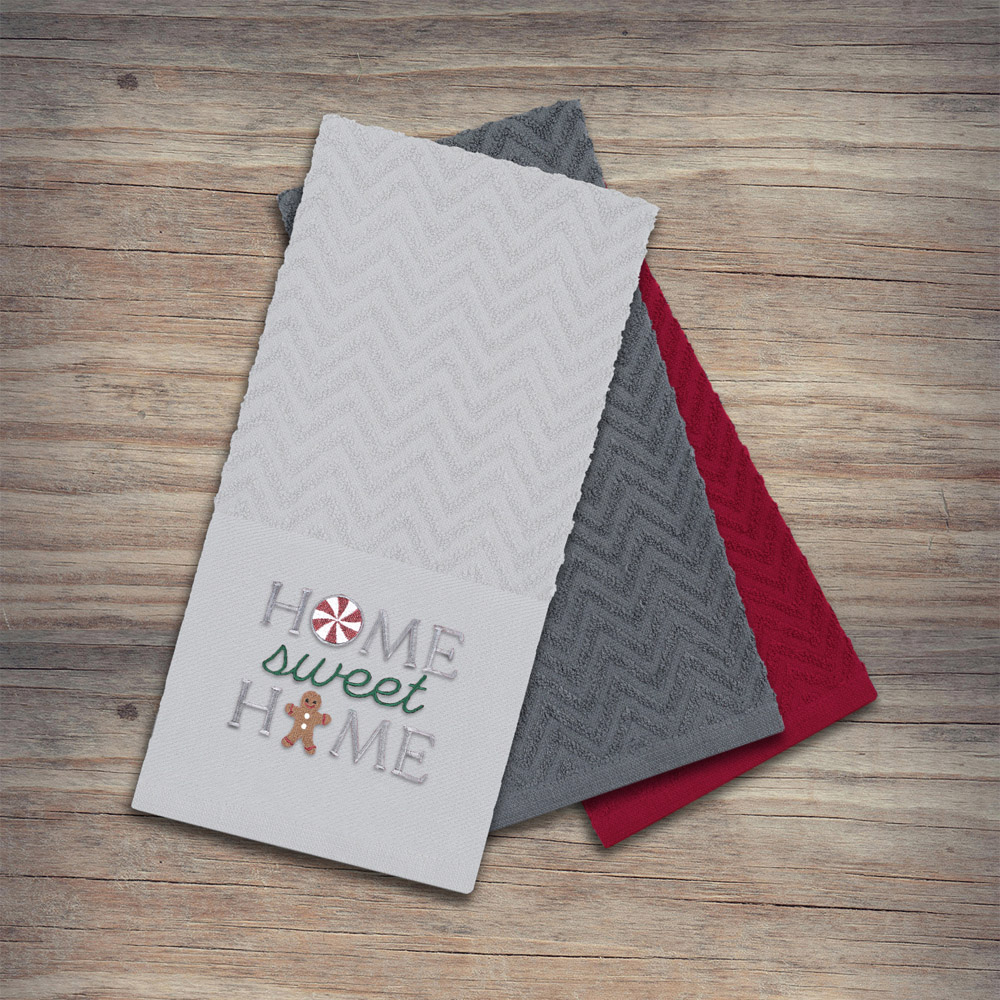 Noel Square Home Sweet Home White Tea Towel 3 Pack Image 2