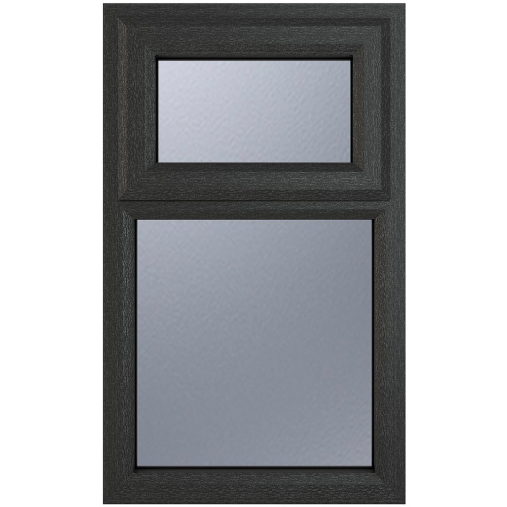 Crystal uPVC Double Glazed Window Top Hung Over Fixed Light Grey White Obscure Glass 610x820mm Image 1