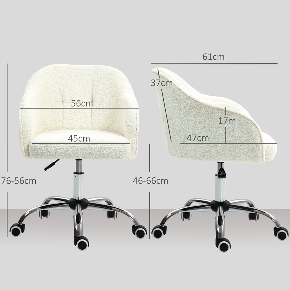 Portland Cream Fluffy Vanity Chair with Adjustable Height Image 9