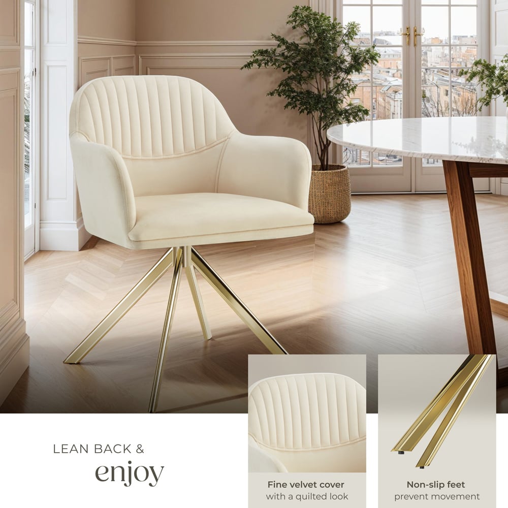 tectake Lona Set of 6 Cream and Gold Lounge Armchair Image 4