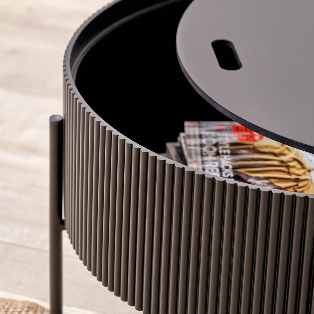 Pacific Lifestyle Henderson Black Wood and Black Metal Storage Coffee Table Image 5