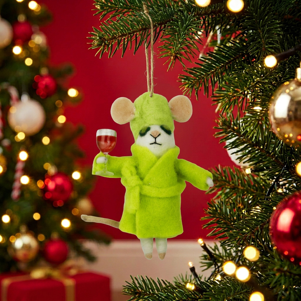 Wool Spa Mouse Hanging Decoration Green Image 2