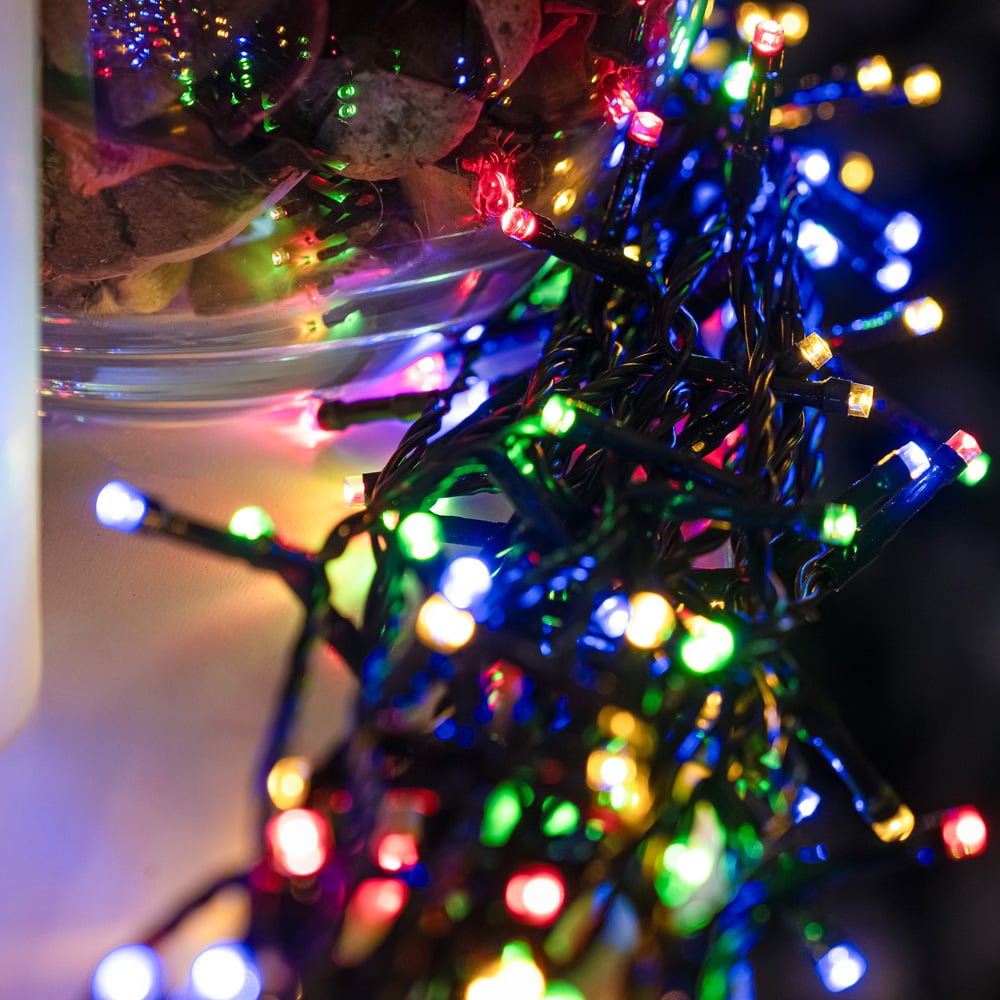 The Christmas Centre 240 Multicoloured LED Multifunction Green Cable String Light 28m Image 3