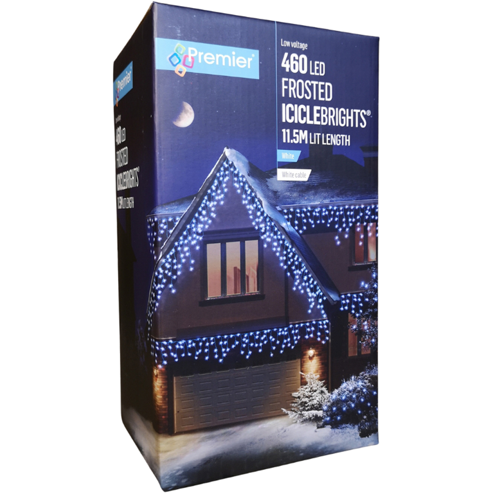 Premier IcicleBrights 460 Cool White LED White Cable Icicle Light 11.5m Image 4