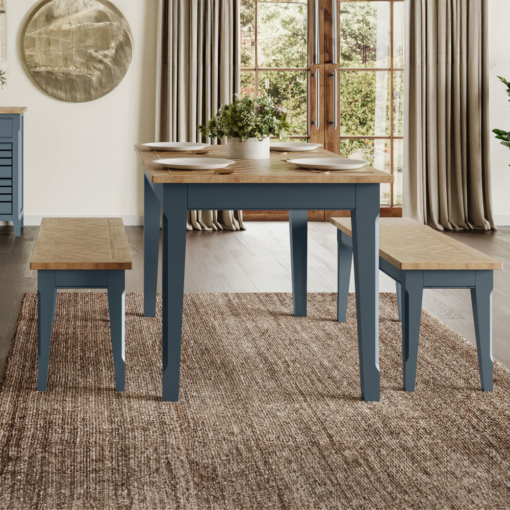 Baumhaus Signature 6 Seater Dining Table Blue and Oak Image 6