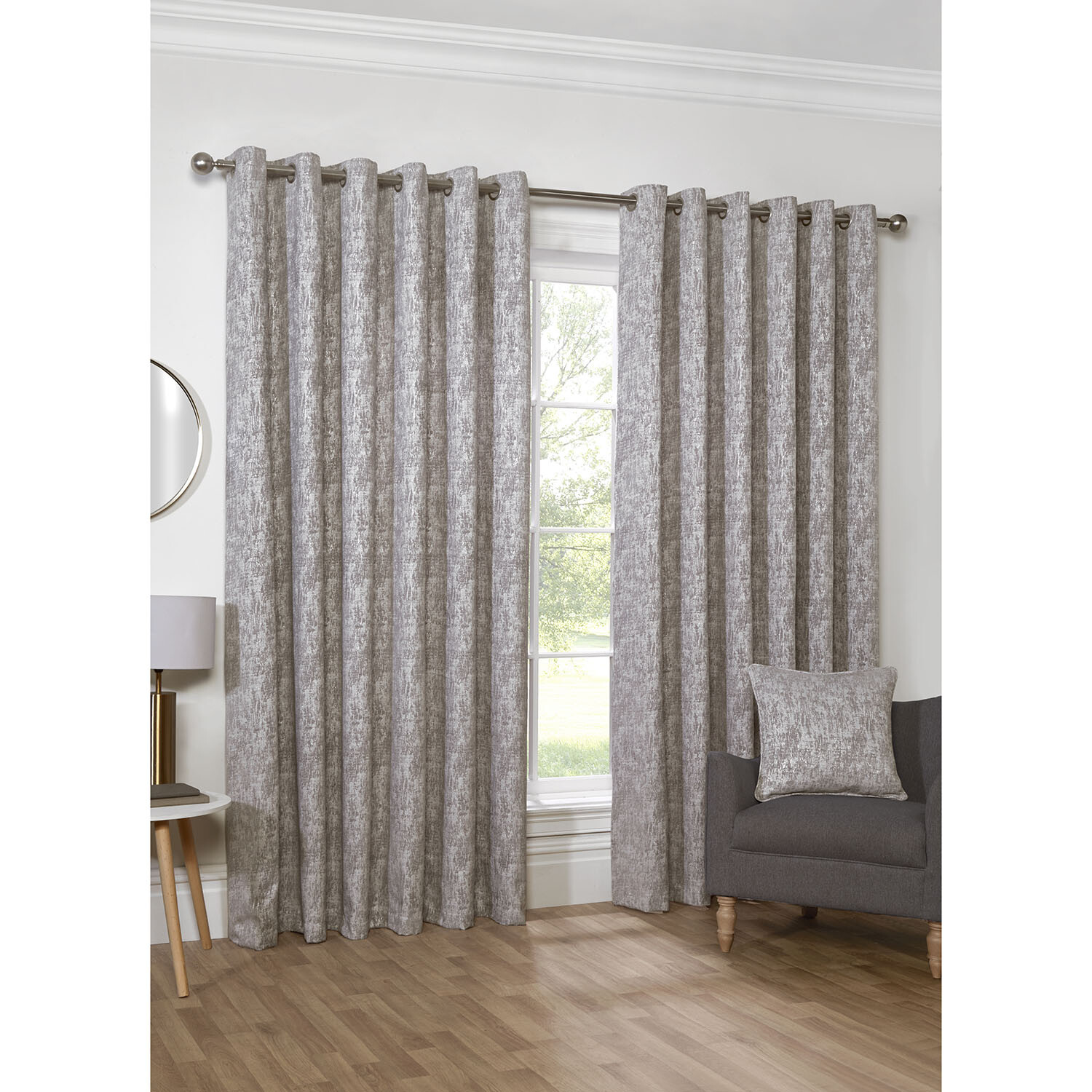 Amara Chenille Eyelet Curtain - Silver / 228cm Image 2