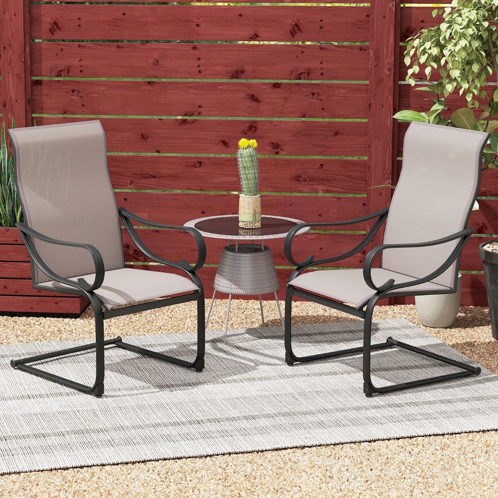 Costway Set of 2 Grey C Spring Dining High Back Chairs Image 3