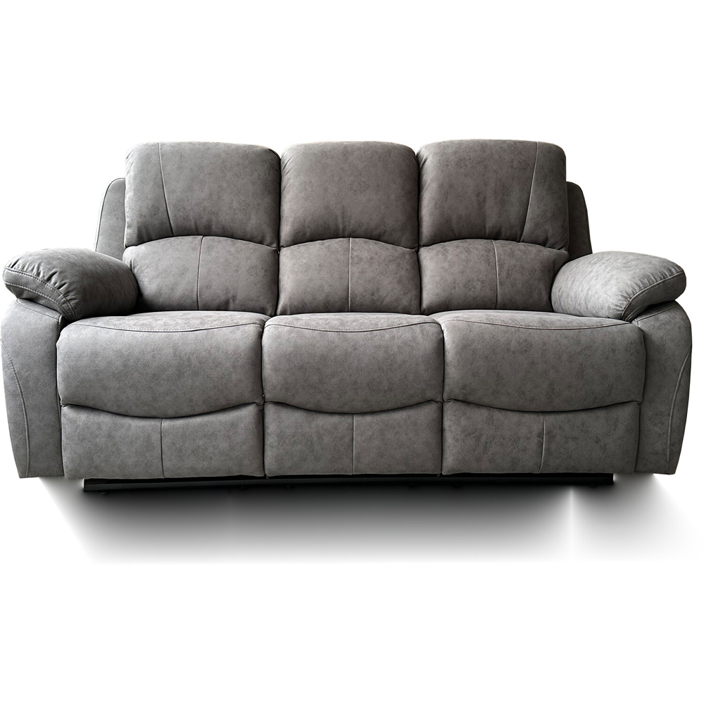 Milano 3 Seater Grey Fabric Recliner Sofa Image 7