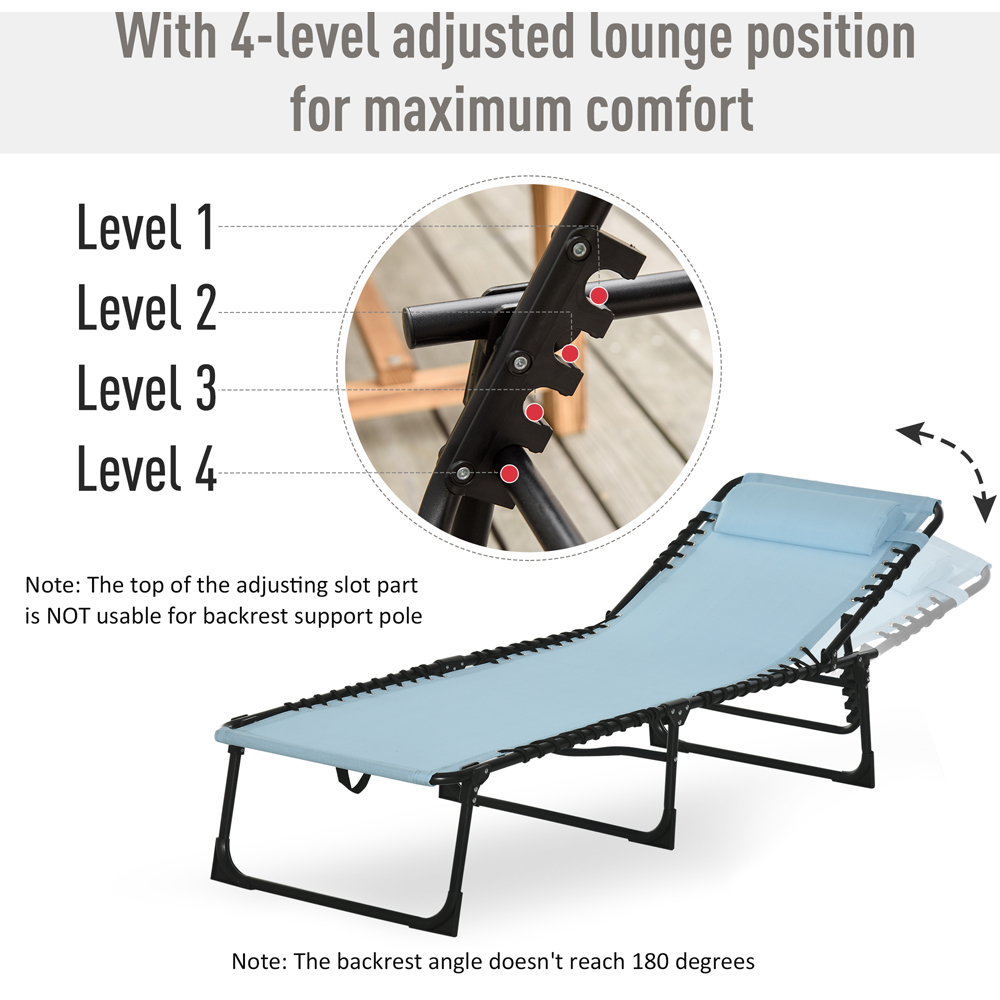 Outsunny Baby Blue Foldable Cot Sun Lounger Image 4