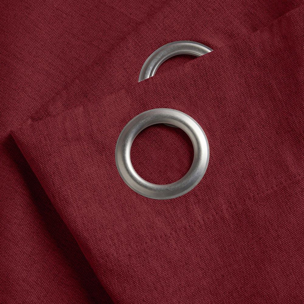 Alan Symonds Red Linen Look Blackout Ring Top Eyelet Curtains 161 x 183cm Image 2