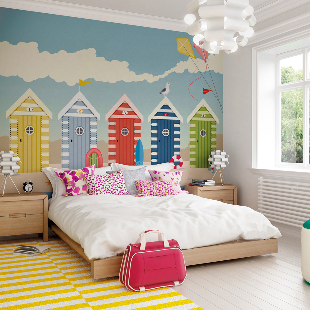 Origin Murals Beach Huts Wall Mural Image 3