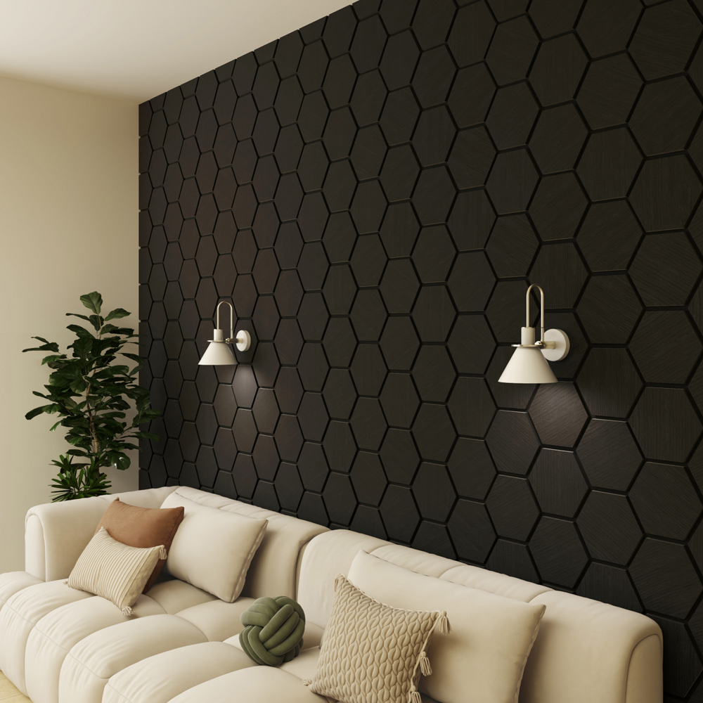Wall Panels UK Black Oak Hexagonal Acoustic Wall Panel 2 Pack Image 3