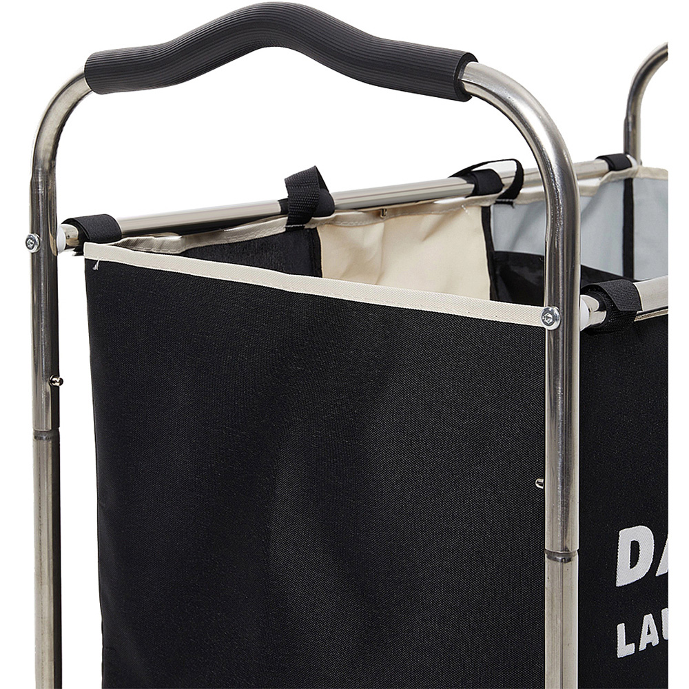 Living and Home 3-Section Laundry Basket with Wheels 240L Image 5