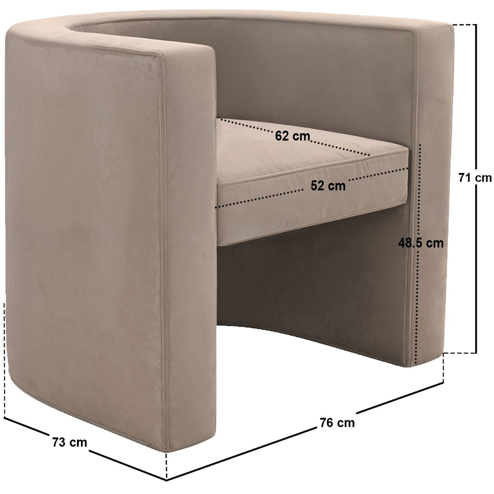 Solace+Co Leela Beige Velvet Armchair Image 8