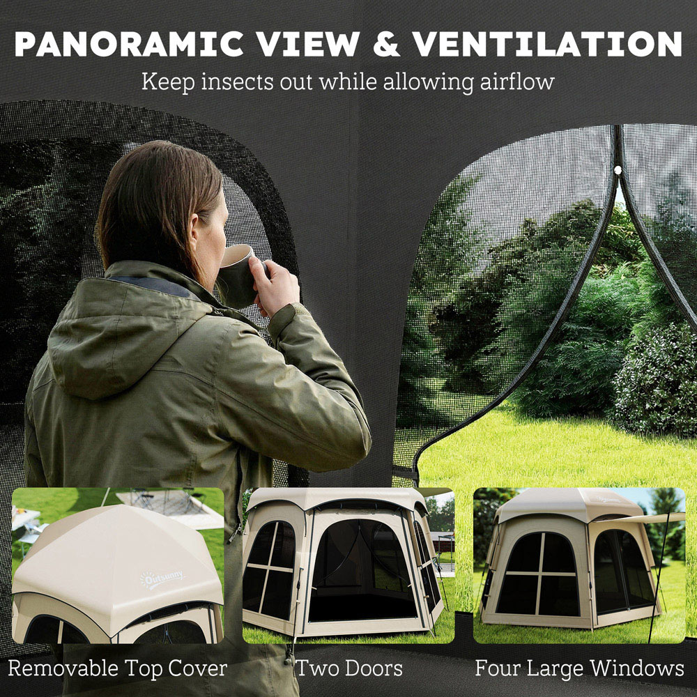 Outsunny 3-4 person Waterproof Pop-Up Camping Tent Khaki Image 6