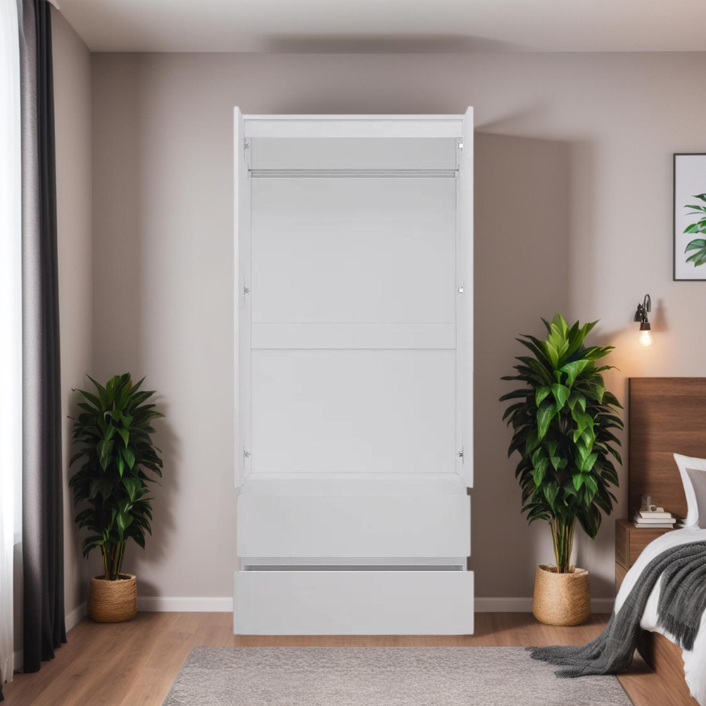FWStyle Stora 2 Door 2 Drawer Matt White Wardrobe Image 5