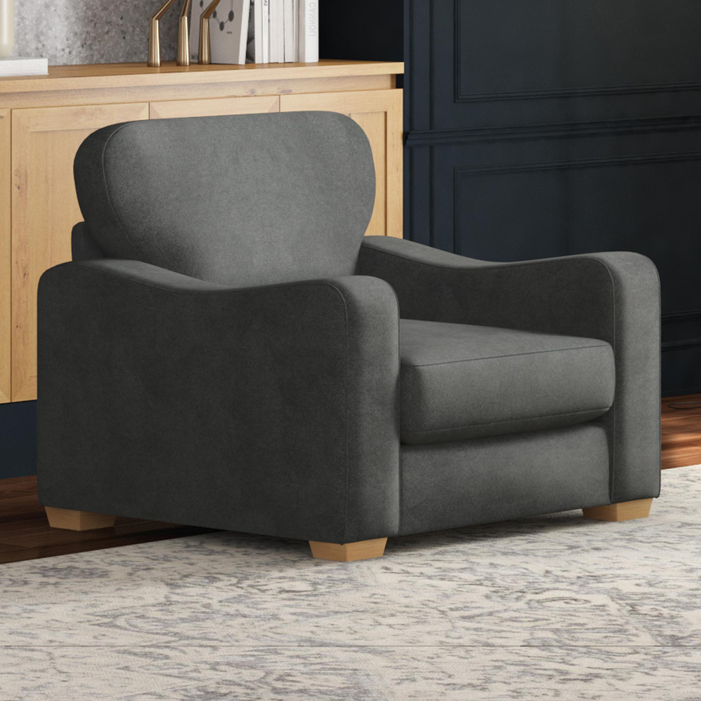 Theadford Steel Plush Velvet Fixed Back Armchair Image 5