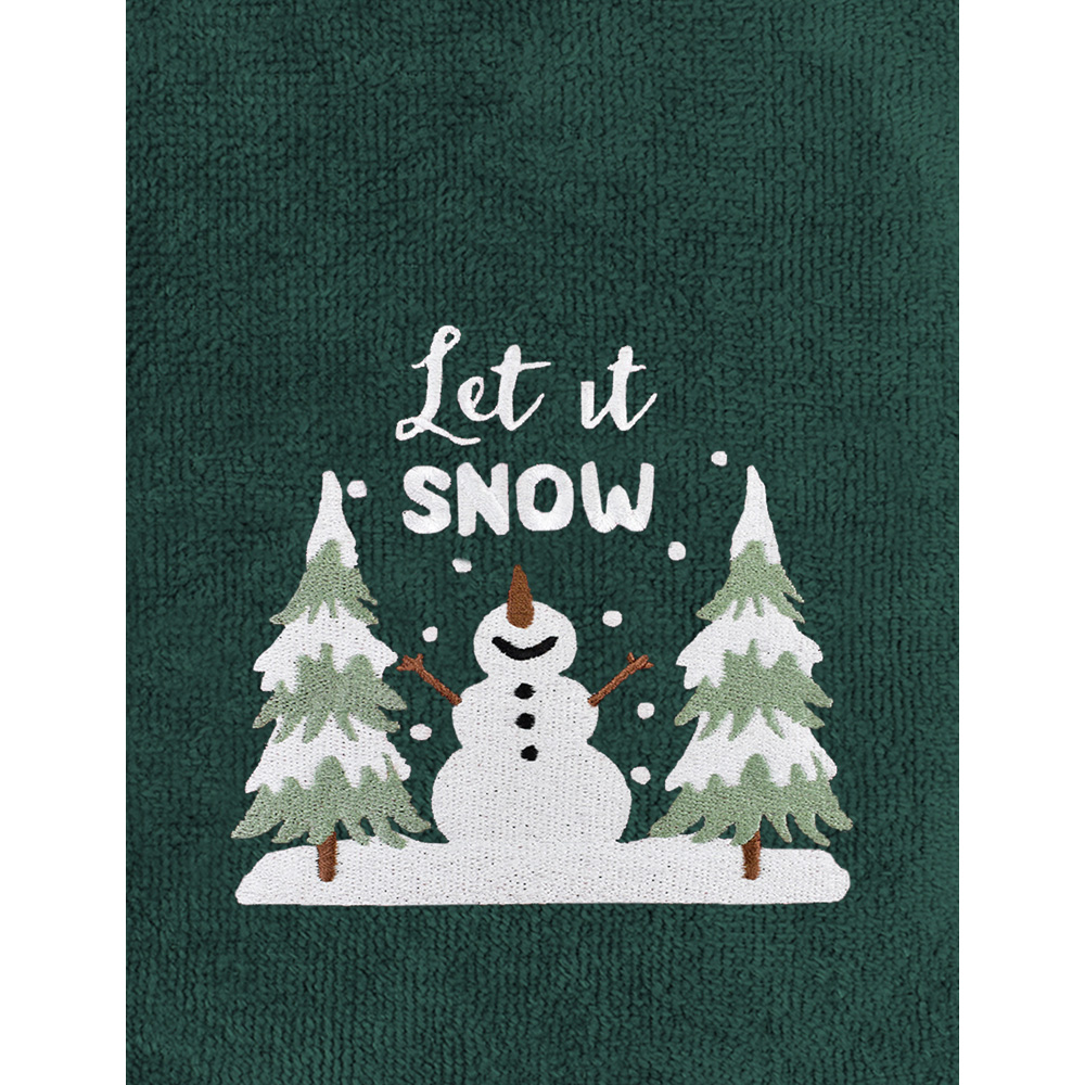 Noel Square Let It Snow Green Hand Towel 2 Pack Image 3