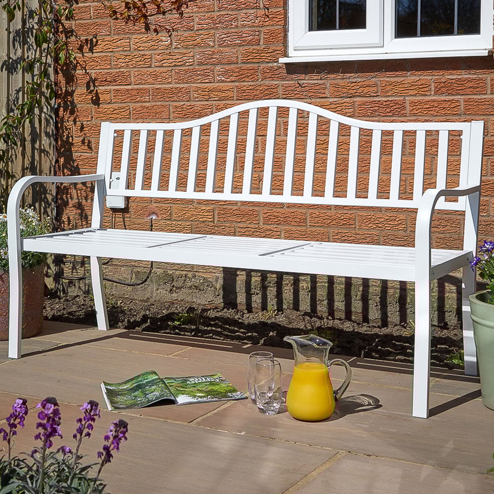 Home Source Valletta Seater White Garden Bench Loveseat Homebase