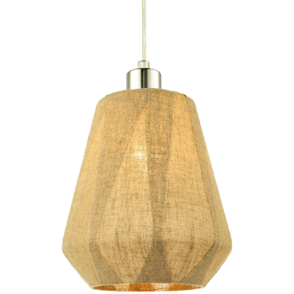 Happy Homewares Natural Oatmeal Linen Glass Pendant Lamp Shade Image 3