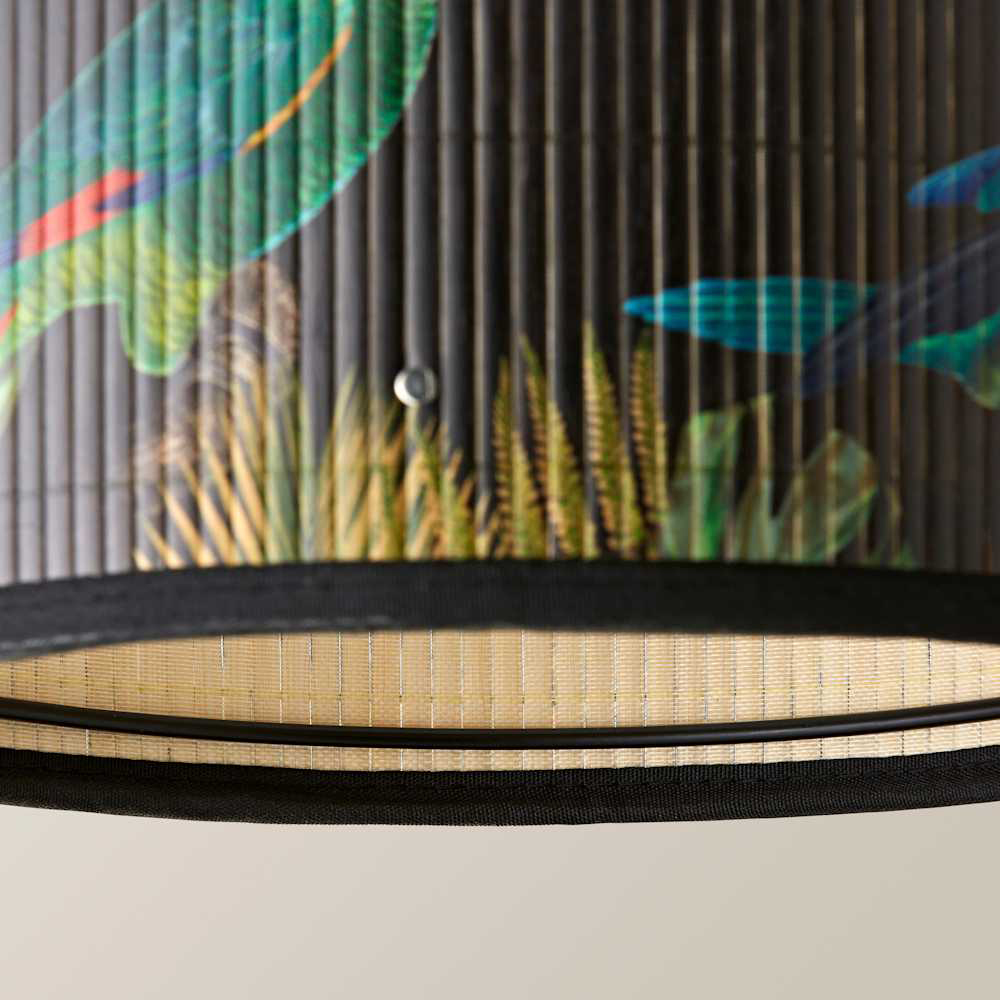 ValueLights Daintree Dark Jungle Bamboo Drum Small Ceiling Lamp Shade Image 6