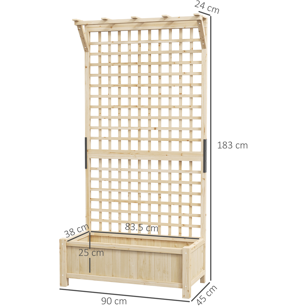 Outsunny Natural Wooden Garden Planter with Trellis 183 x 45 x 90cm Image 8