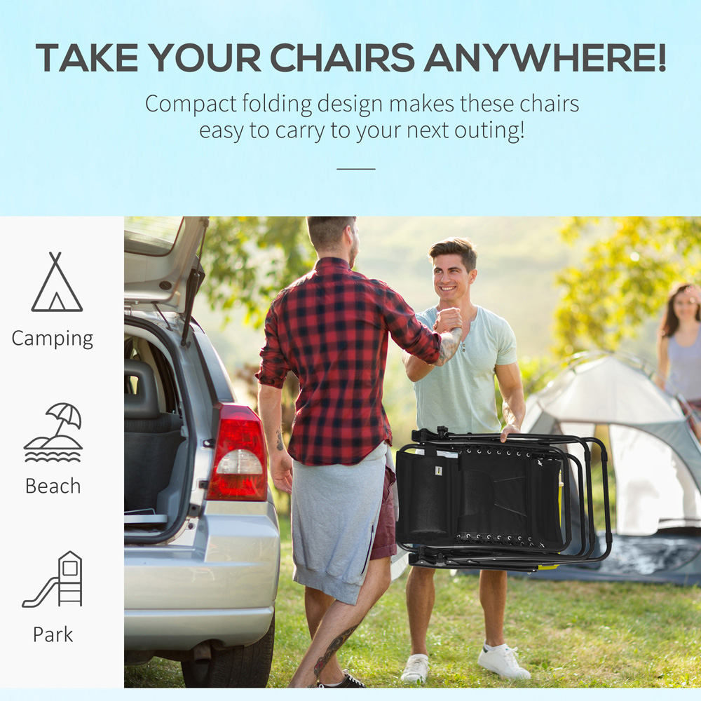 Outsunny Black Zero Gravity Folding Recliner Chair with Cup Holder Image 5