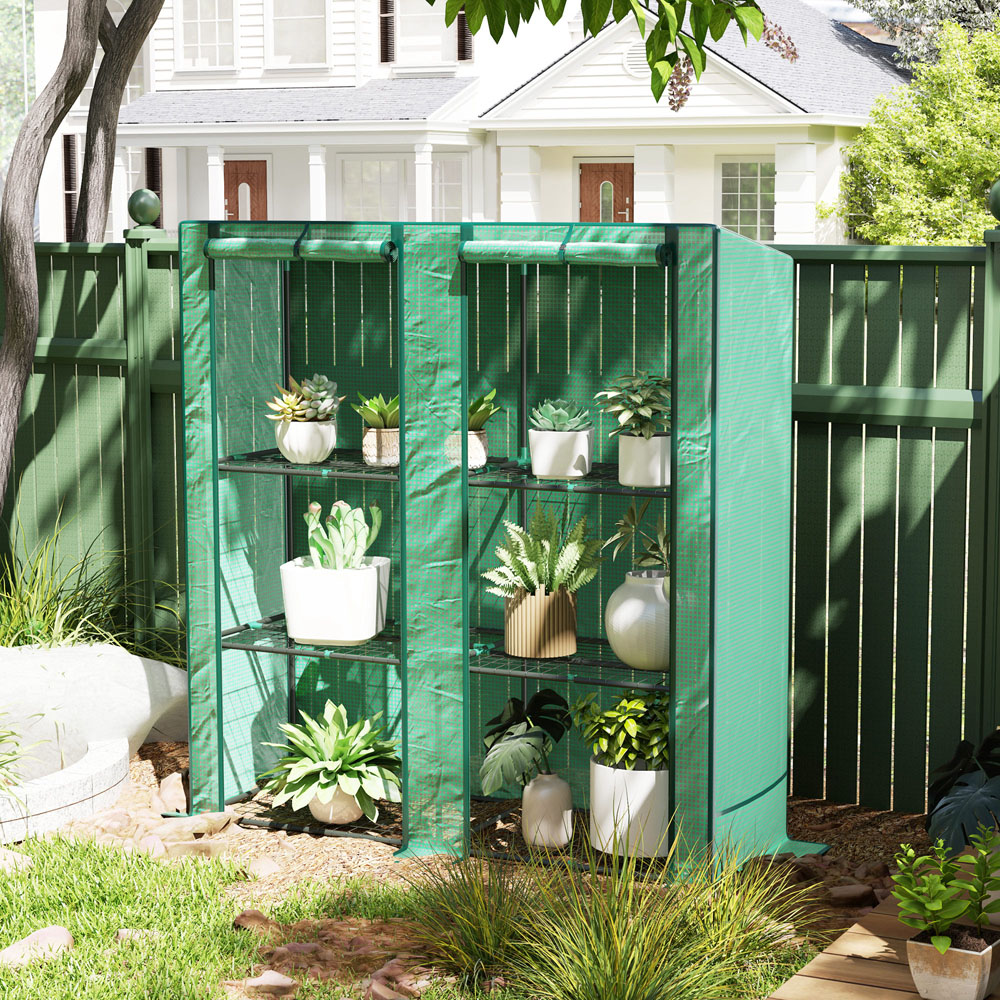 Outsunny 3 Tier Green Lean To 4.9 x 4.7ft Mini Greenhouse Image 2