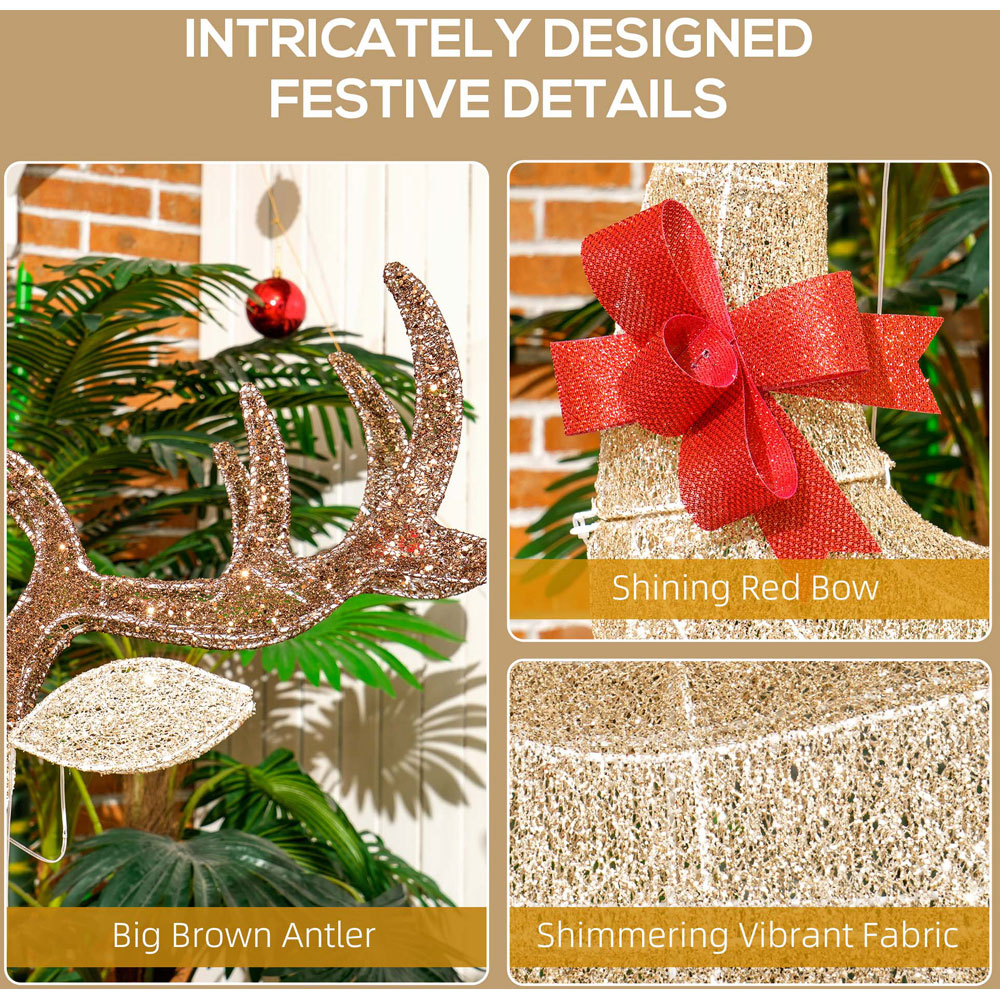 Outsunny 3 Piece LED Gold Tone Christmas Deer Family Decoration Set Image 8
