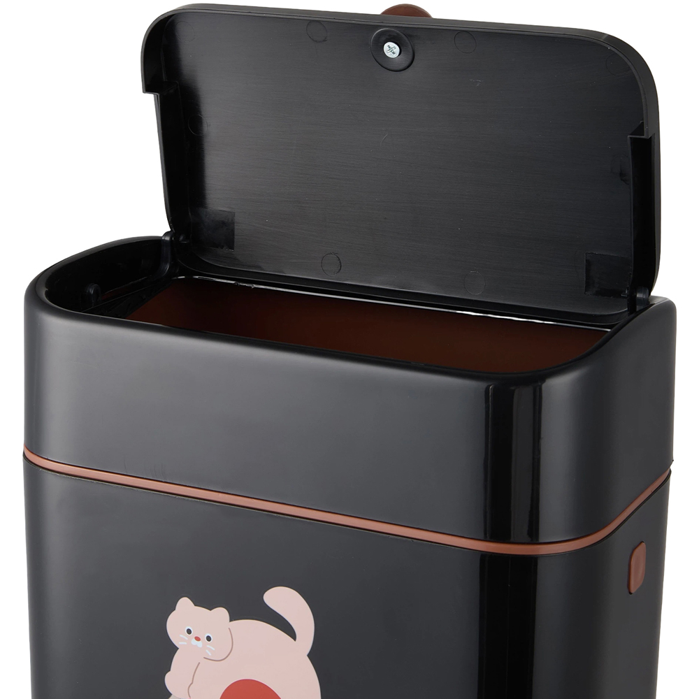 Living and Home Black Cat Print Hanging Kitchen Bin with Lid 28 x 26 x 15cm Image 3