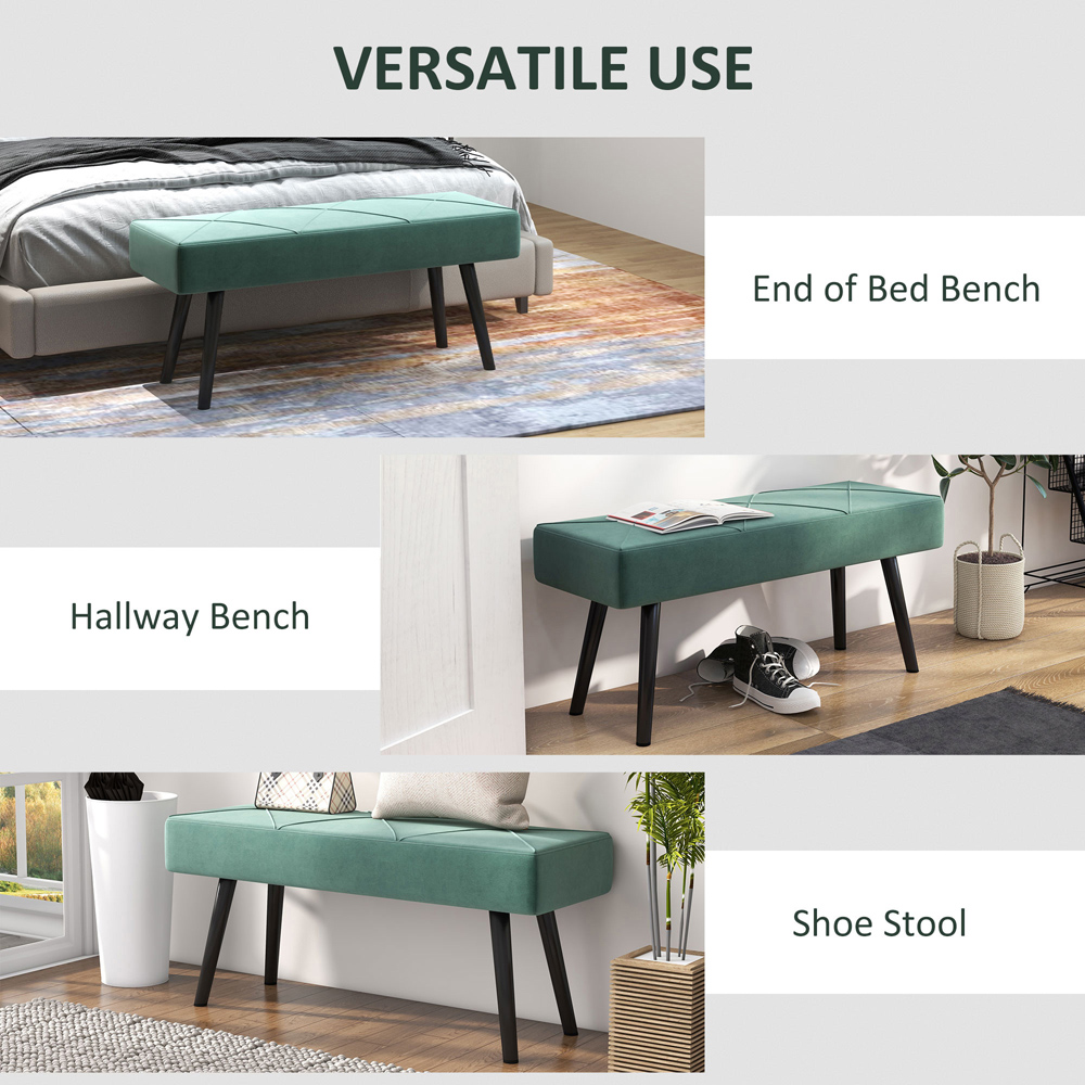 Portland Green Upholstered End of Bed Bench Image 6