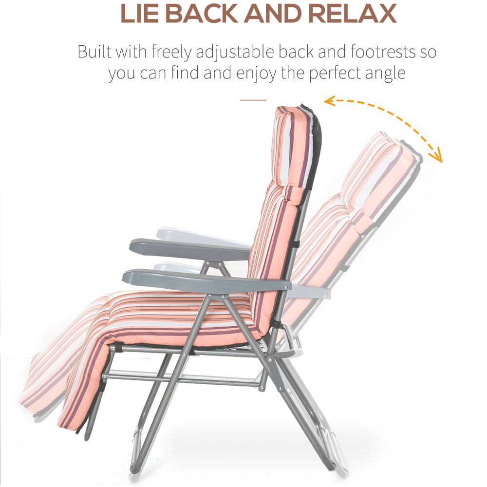 Outsunny Set of 2 Orange and White Recliner Sun Loungers Image 4