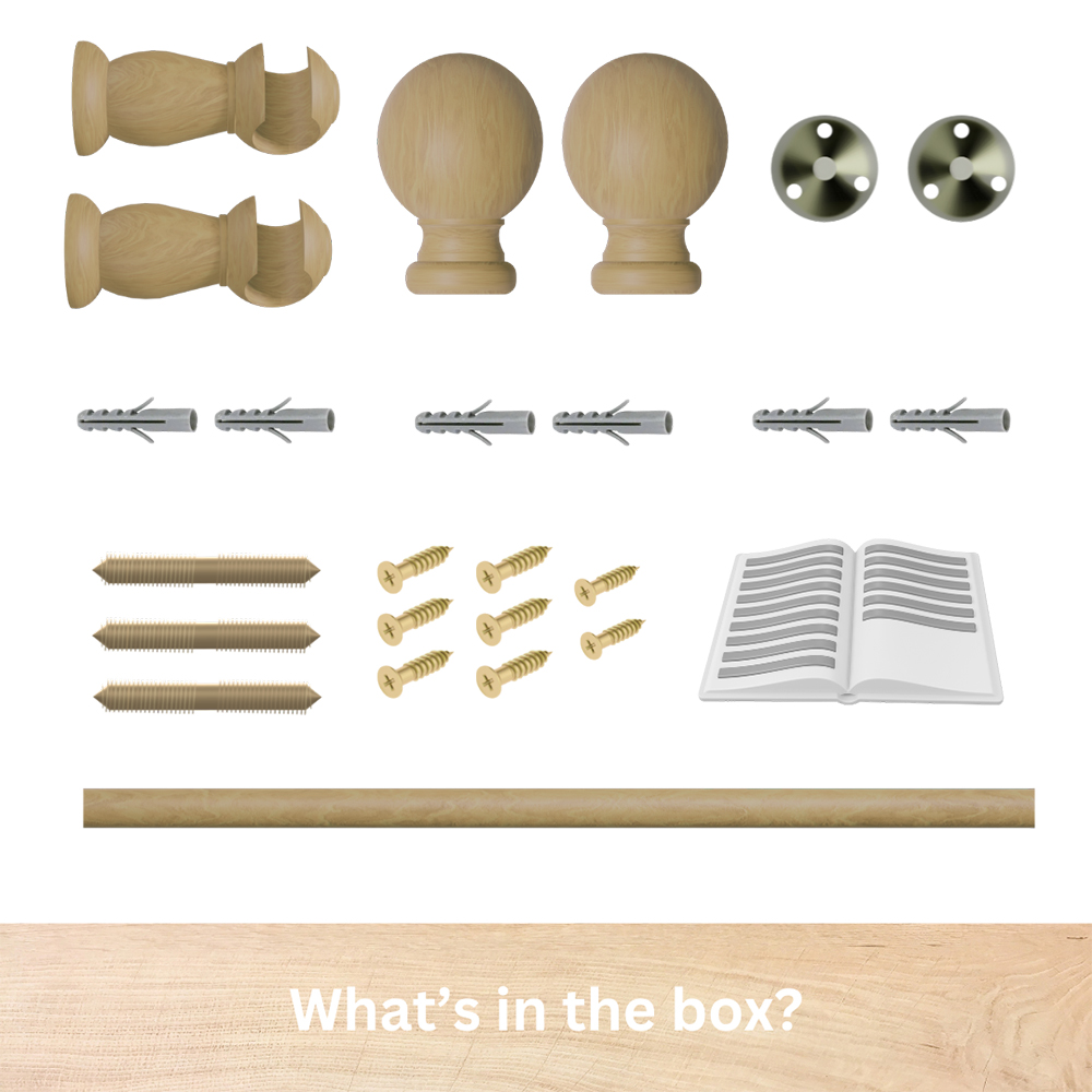 Caecus 240cm Oak Wooden Curtain Pole Image 2