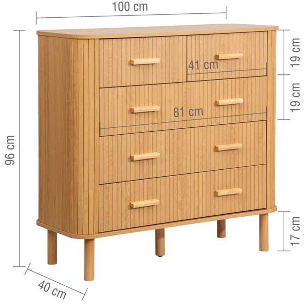 Birlea Axel 5 Drawer Fluted Chest of Drawers Image 8