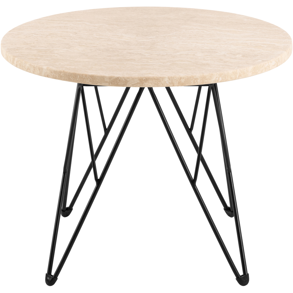 Florence Prunus Matt Biege Round Side Table with Steel Base Image 3