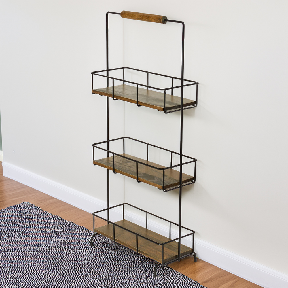 Malmo 3-Tier Shelving Stand with Handle - Black Image 1