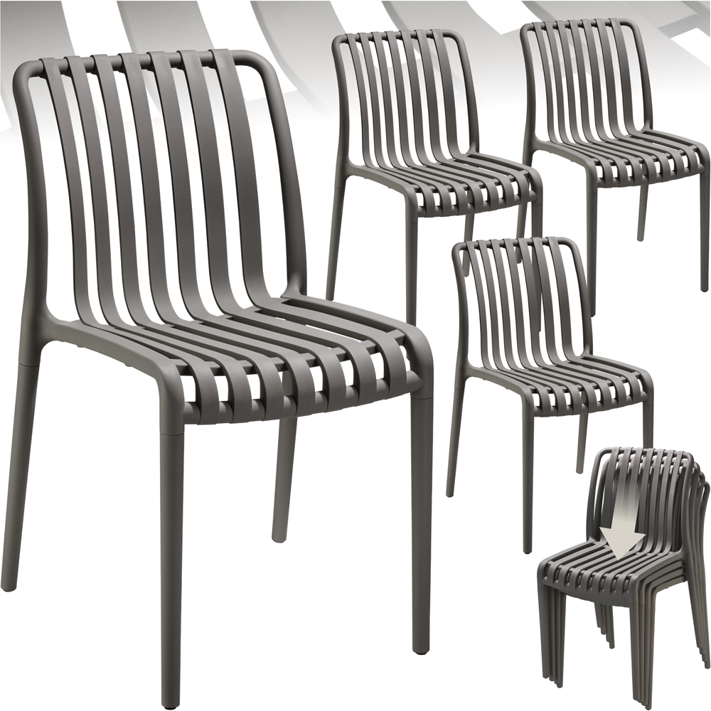 tectake Alcudia Set of 4 Anthracite Stackable Garden Chair Image 2
