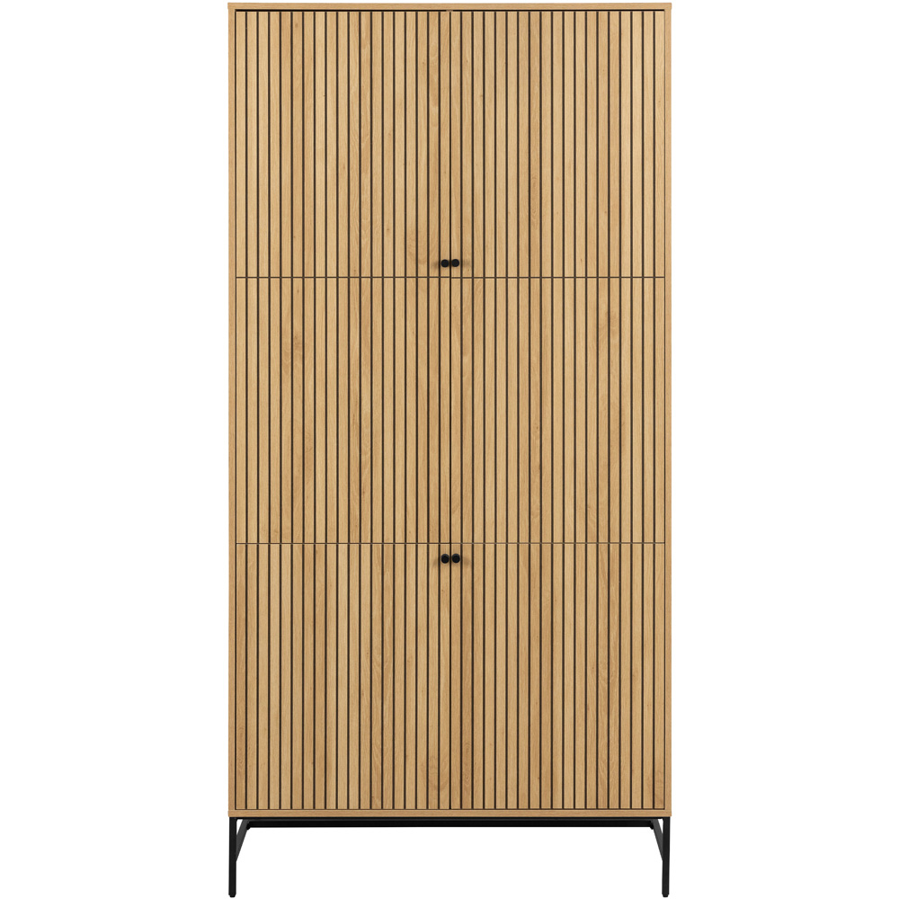 Florence Albany 4 Door Black and Oak Wardrobe Image 4
