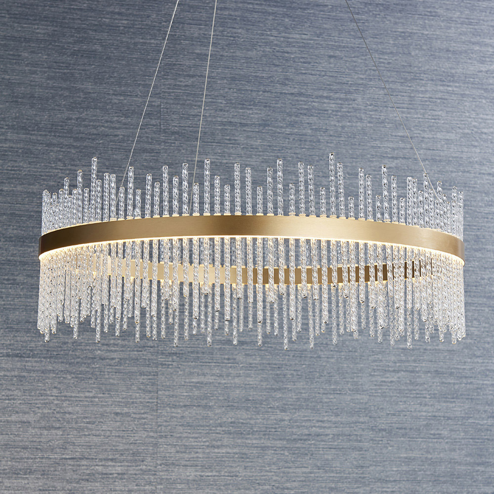 Merano Trapani Brushed Gold Glass Pendant Light Image 2