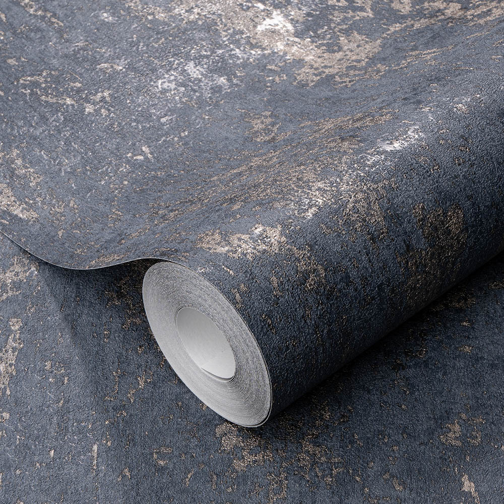 Erismann Industrial Texture Turquoise and Soft Gold Metallic Vinyl Wallpaper Image 2