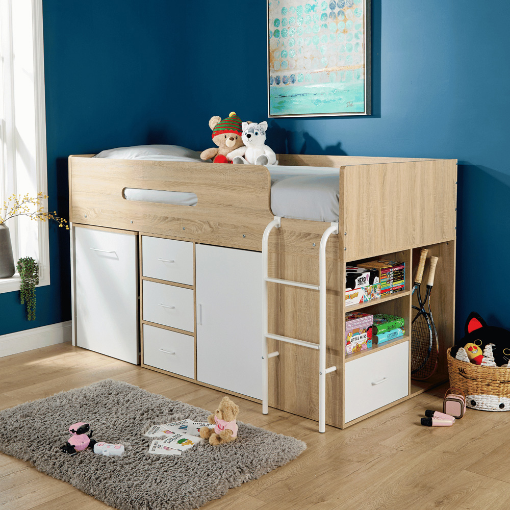 Home Source Marsden Oak and White Cabin Bed Image 9