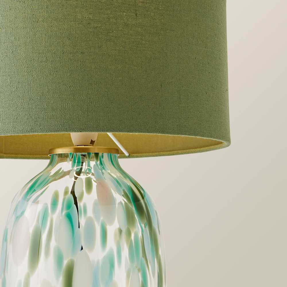 ValueLights Belinda Green Confetti Glass Table Lamp with Drum Shade and Bulb Image 4