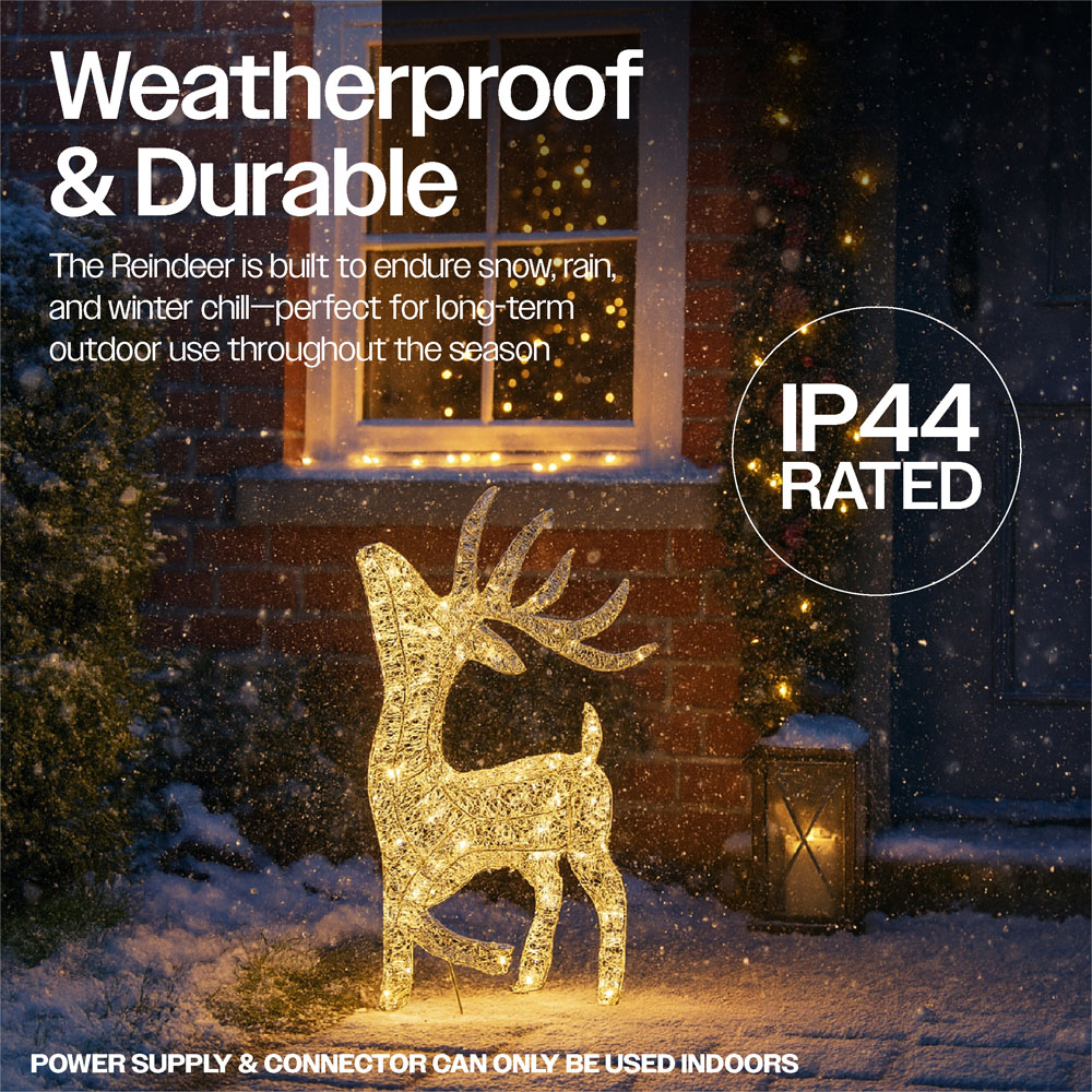 Xmas Haus Silver 200 Warm White LED Head Up Deer Christmas Decoration 2ft Image 4