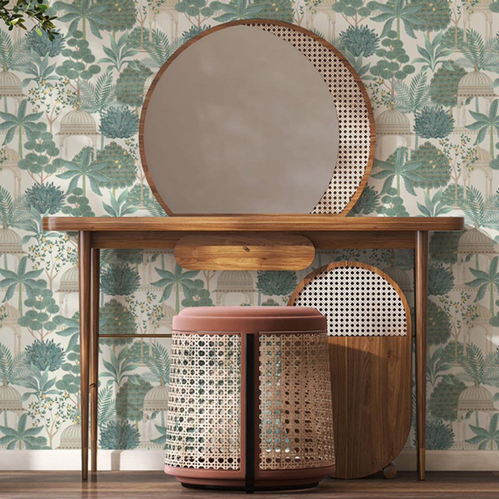 Esselle Home Exotic Pavilion Parchment and Green Wallpaper Image 6