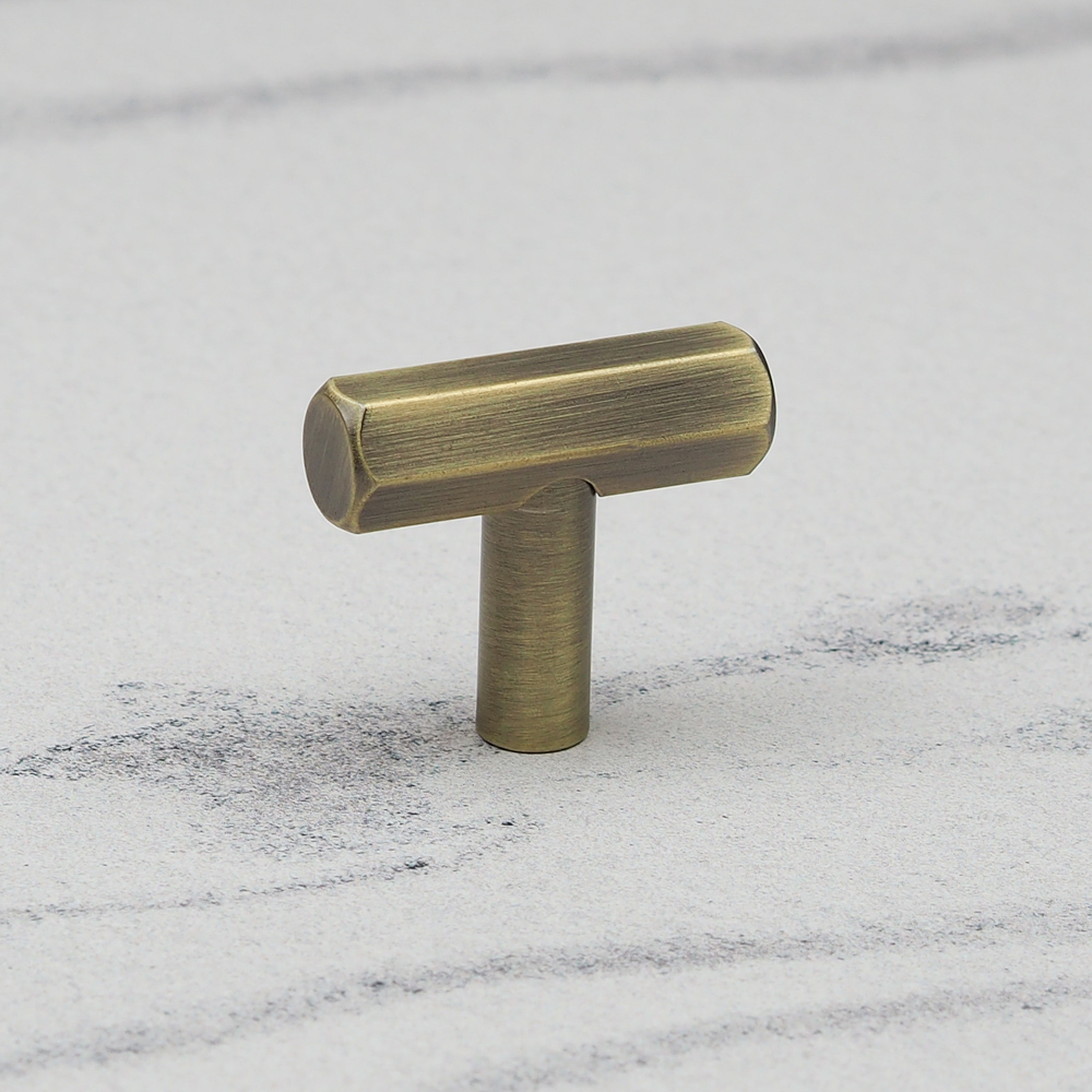 Handle & Home Antique Brass Hexagon T-Bar Pull Cupboard Knob 40mm Image 6