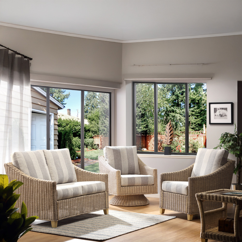 Desser Furniture Dijon 3 Seater Natural Wash Athena Stripe Sofa Set Image 9