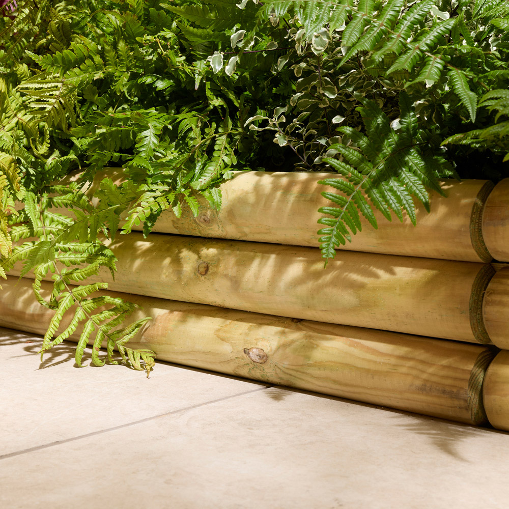 Rowlinson 18 x 100cm 4 Pack Horizontal Half-Round Log Lawn Edging Image 5