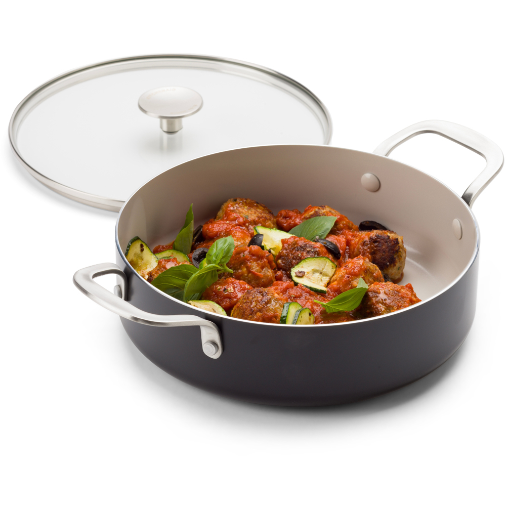 KitchenAid 24cm Matte Black Coloured Aluminium Skillet with Lid Image 5