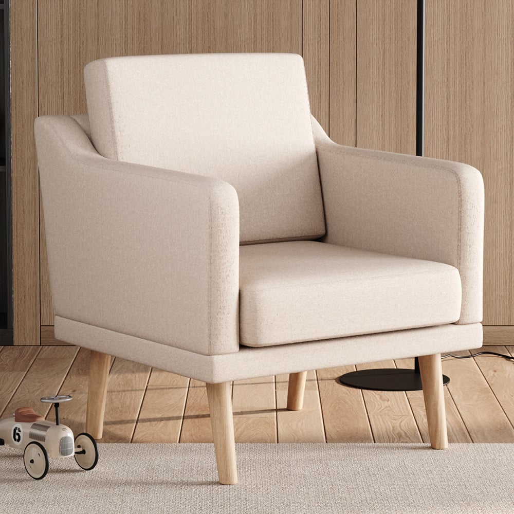 Living and Home Beige Upholstered Armchair Image 1
