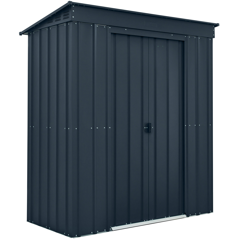 Globel 6 x 3ft 2 Door Grey Metal Pent Garden Shed Image 1